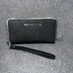 Michael Kors Black Zip-Around Wristlet
